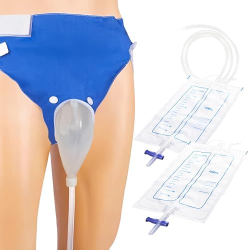 Urine Collection Bag Reusable Wearable Silicone Urine Drainage Device with 2 Bag Systems (Elderly Men, Blue) by PIBEIBUK