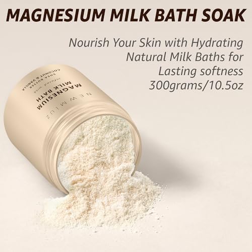 Creamy Magnesium Milk Bath Soak Powder Moisturize Soften Skin Coconut Vanilla Shea Butter Luxury Spa Bath Salt Relaxation Selfcare Gifts for Women - Image 4