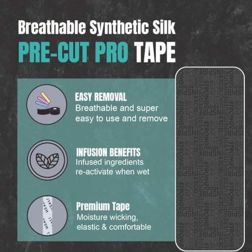 Heali Kinesiology Tape with Magnesium and Menthol, 3 Pack, Each w/ 20 Precut Strips, K Tape Roll, Knees, Physical Therapy Sports Tape for Knees, Joints & Muscles, Water Resistant, Black Inspo - Image 2