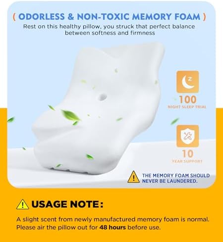 Osteo Cervical Pillow for Neck Pain Relief, Hollow Design Odorless Memory Foam Pillows with Cooling Case, Adjustable Orthopedic Bed Pillow for Sleeping, Support for Side Back Sleepers - Image 5