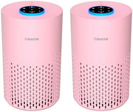 2 Pack Cobectal Air Purifiers for Home Bedroom with 3-in-1 Filter, Pink by cobectalsupplier