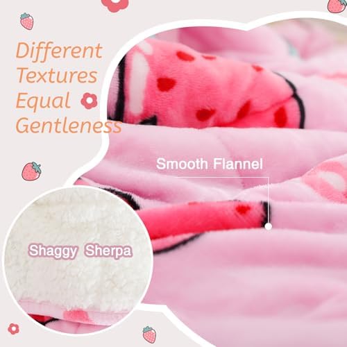 Aemicion Weighted Blanket 10 pounds Twin Size 48"x 72",Soft Sherpa Fleece Heavy Blanket for Sleeping Perfect for 80-110lbs, Cute Strawberry Pink Weighted Blanket for Bed or Couch - Image 3