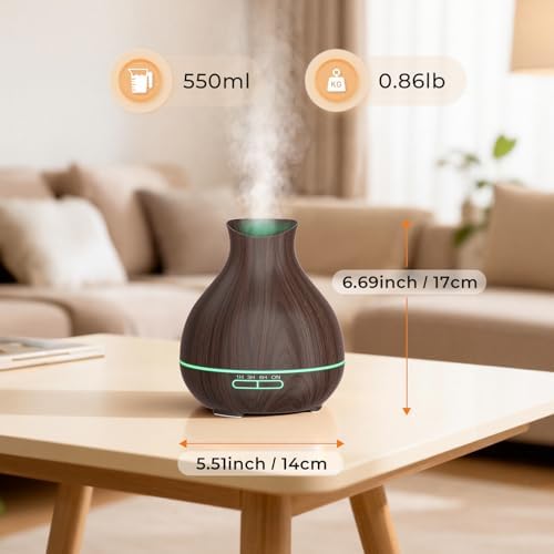 Aromatherapy Essential Oil Diffusers,2 PCS 550ml High Mist Output Humidifiers for Large Room, Home, Waterless Auto-Off, 7 Color LED Lights Cool Mist Humidifier Ultrasonic Diffusers - Image 2