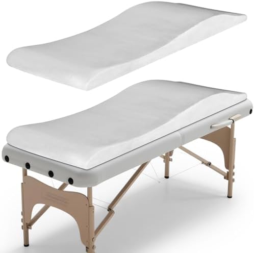 FAHKNS Lash Bed Topper, Ergonomic Lash Bed Foam Topper, High Density Foam Massage Table Pad, Curvy Esthetician, Washable Massage Table Padding Cushion for Beauty Salon, 70.8in×23.6in, Milky White by FAHKNS