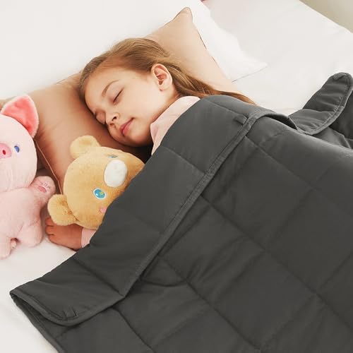 CuteKing Weighted Blanket (10lbs, 48"x72", Grey) Heavy Blanket for 90-100lbs, Weighted Blanket for Cooling & Heating with Premium Glass Beads, Soft Thick Blanket All-Season by CuteKing