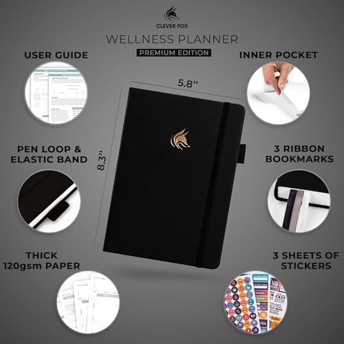 Clever Fox Wellness Planner & Food Journal for Weight Loss, A5 Black - Image 2