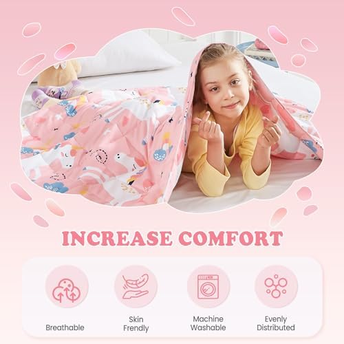 Pink Unicorn Weighted Blanket 3lbs Small Heavy Throw Blanket Gifts 36"x48" - Image 6