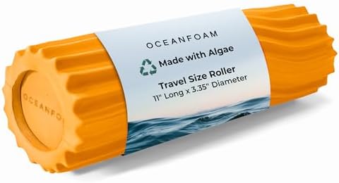 Oceanfoam Ripple Travel Foam Roller (11" x 3.35") Firm Mini Foam Roller for Physical Therapy, Deep Tissue Massage, Back Pain - High Density, Ergonomic Wave Textured - Yoga, Pilates, Exercise (Gold) by Oceanfoam