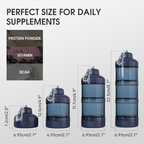 BYLWORKOUT 3-Layer Protein Powder Container with Funnel and Keychain - Image 5