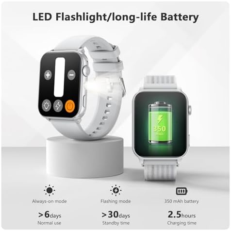 Blackview Smart Watch for Women,1.91" HD Touchscreen Fitness Watch with Flashlight, Bluetooth Notifications/Make Calls, Heart Rate/Sleep Monitor/2 Straps, Fitness Watch for Android/iPhone - Image 3
