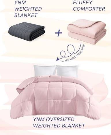 YnM Weighted Blanket King/CA King 15lbs, The Heavy Oversized Weighted Comforter, Warm & Fluffy Throw (Pink, 15lbs, 104" Lx90 W) - Image 2