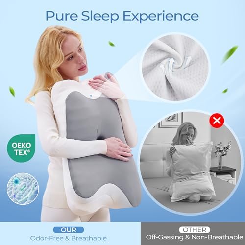BDEUS Cervical Neck Pillow for Sleeping – Ergonomic Memory Foam Pillow with Massage Nodes for Neck Pain Relief, Side Sleeper & Back Support, CertiPUR-US Certified, Grey - Image 3