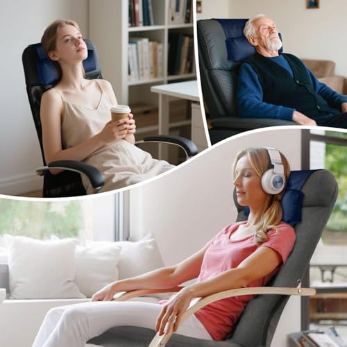 WdFour Velvet Neck & Head Pillow for Recliner Chair, Small Ergonomic Cervical Support Pillow for Home, Office and Travel, Non-Slip Cushion for Tension Relief & Shoulder Comfort (Navy Blue) - Image 2