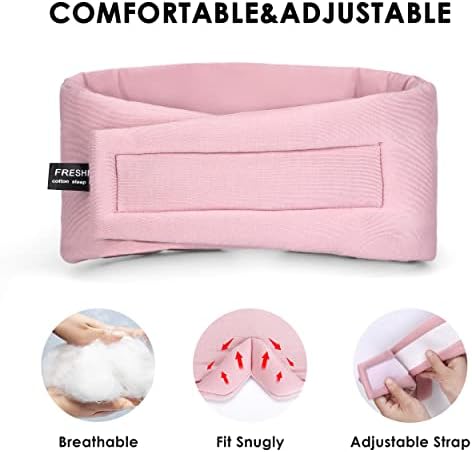FRESHME Cotton Sleep Mask Blackout - Handmade Eye Mask for Sleeping Eye Shade Cover Sleep Mask for Women Men Girl Soft and Breathable Adjustable Blinder Light Blocking Pink Airplane with Travel Pouch - Image 3