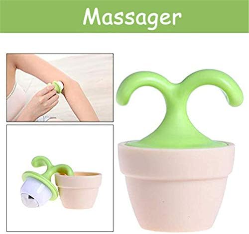 VUFVOID 2PCS Handheld Body Massager Mini Potted Plant Shaped Roller Ball Bead Relaxation Neck Foot Face Pot Desk Decor Massage Cooling for Neck (Green with White) - Image 4
