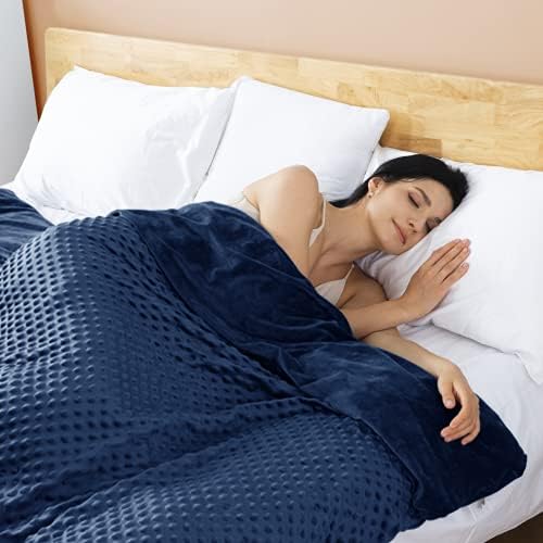 yescool Weighted Blanket with Cover for Adults (25 lbs, 60" x 80", Cobalt Blue) Heavy Blanket for Sleeping Perfect for 140-160 lbs, Queen Size Breathable Blanket with Premium Glass Bead - Image 3