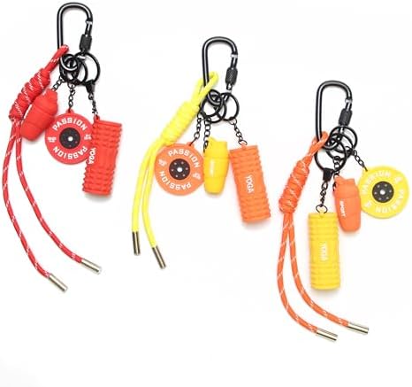 15PCS Fitness Yoga Keychain Set, Gym Accessories with Weight Plate Bottle Large Foam Roller Loops Clips for Keys Bags by HEYTRCO