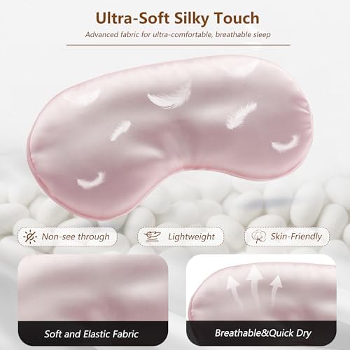 Sleep Mask Silk Eye Mask for Men Sleeping Mask, Adjustable Elastic Strap for Night Shading Sleep Mask, Soft and Comfortable for Both Men and Women(Pink​) - Image 4