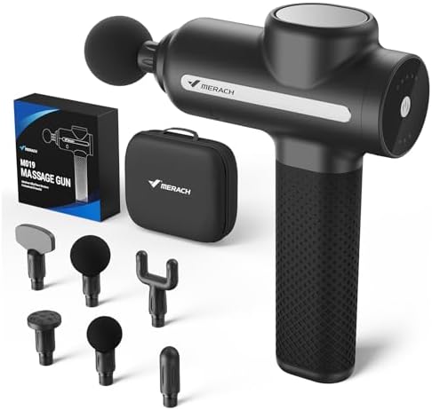 MERACH Massage Gun Deep Tissues Quiet Brushless Motor 6 Heads & 5 Speeds by MERACHFITNESS