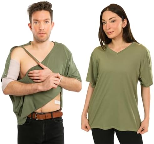 Inspired Comforts Unisex Post Surgery & Rehab V Neck Dual Access Snap Shirt by InspiredComforts