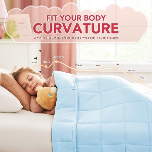 CuteKing Weighted Blanket - Weighted Blanket with Premium Glass Beads - Breathable Heavy Blanket for Comfortable Rest - Thick Blanket All Season (10lbs, 50"x60", Light Blue) - Image 3