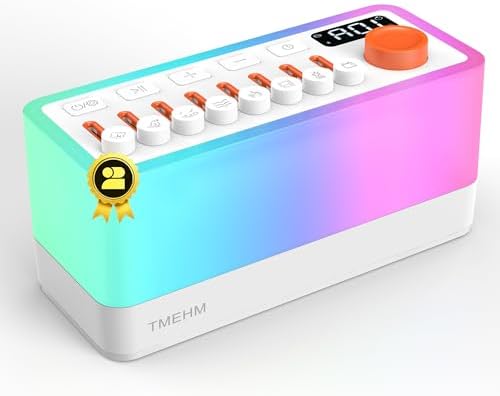 TMEHM 3-in-1 Sleep Sound Machine with 8 Mixable Nature Sounds, Portable Bluetooth Speaker & 12-Color Night Light, White Noise, Sleep Timer & Breathing Exercises for Babies, Kids, and Adults by TMEHM