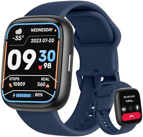 LODIMEKE Smart Watch, Alexa Built-in, Answer/Make Calls 44mm Smartwatch Women Men, 1.83" Sports Watch IP68 Waterproof, Heart Rate SpO2 Sleep Stress Monitor, Step Counter Watch for Android & iOS Phone by LODIMEKE