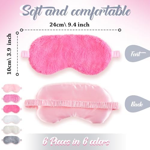 Cuffbow 6 Pack Fuzzy Sleep Masks Plush Eye Mask,Simplicity,Pure - Image 2