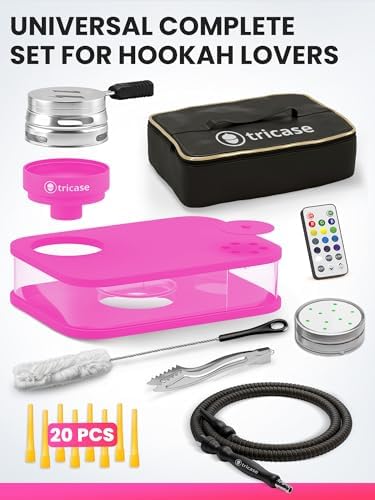 Shisha Hookah Set with Everything – Pink Hookah Kit with LED Base, Easy Setup, and Large Cloud Performance Hookah Machine - Premium Portable Hookah Set for Travel - Image 3