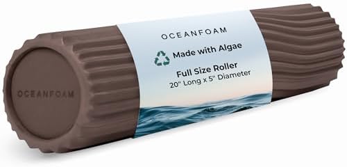Oceanfoam Tidal Roller - Espresso - Muscle Massage Foam Roller for Back Pain & Stretching - Firm and Ergonomic Wide Wave Textured - Yoga, Athletics, & Wellness - Full Size, 20" x 5" by Oceanfoam