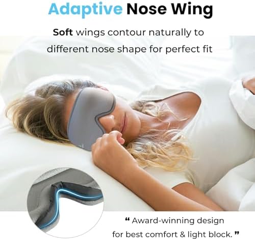 3D Sleep Mask for Women & Men, 100% Blackout Eye Mask for Sleeping, Zero Pressure Deep Sleep Blindfold with Adjustable Strap for Side Sleepers, Airplane Travel, Silver Grey - Image 4