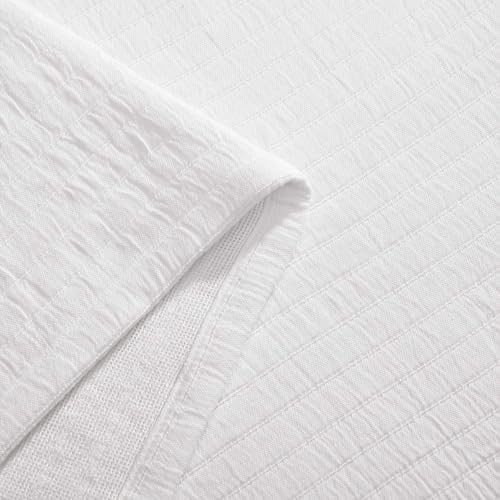 Tommy Hilfiger - Queen Cotton Blanket, Woven Channel Stitched Bedding, Medium Weight Soft Blanket, Anti-Pilling & Fade Resistant, Ideal for Layering, Oeko-TEX Certified (White) - Image 6