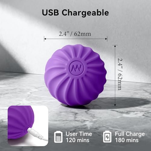 2.4" Mini Electric Vibrating Massage Ball, 10-Speed Fitness Yoga Massage Roller for Palm, Hand, Foot, Leg, Neck, Back, Multi-Directional Massage Ball (Violet) - Image 5