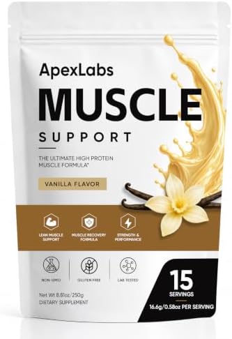 Muscle Support Protein Powder, Vanilla Flavor, High Protein Formula with Whey Protein Hydrolysate, L-Leucine, HMB, B12, Chromium & Rosemary Extract, 8.81 oz 15 Servings by Unknown