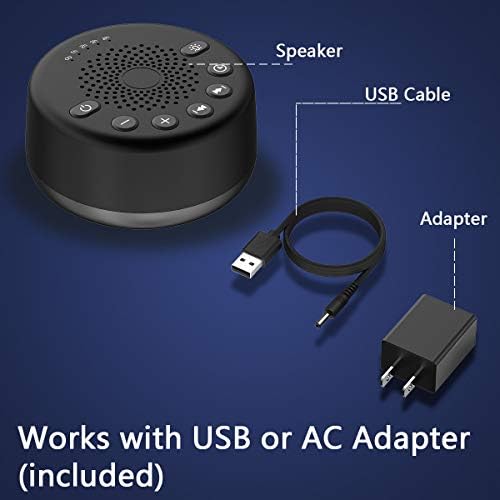 Easysleep Loudspeakers White Noise Machine with 25 Soothing Sounds and Night Lights with Memory Function 32 Levels of Volume and 5 Sleep Timer Powered by AC or USB for Sleeping (Black No Light) - Image 6