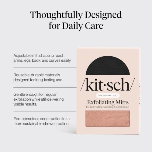 Kitsch Exfoliating Glove – Exfoliating Mitt - 2pc Black & Terracotta - Image 3