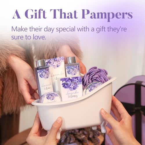 Body & Earth Bath and Body Gift Set - 8 Pcs Lavender Spa Baskets for Women, Spa Kit for Women, Birthday, Holiday, Anniversaries, Christmas Gifts for Her, Mom, Wife, Girlfriend - Image 3