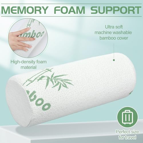 Bucherry 1 Pcs Bamboo Memory Foam Neck Roll Pillow 15.8 x 5.9 Inches - Image 4