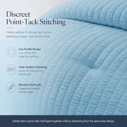 CozyLux King Size Comforter Set, 7 Pieces Sky Blue Seersucker Bed in a Bag - Image 4
