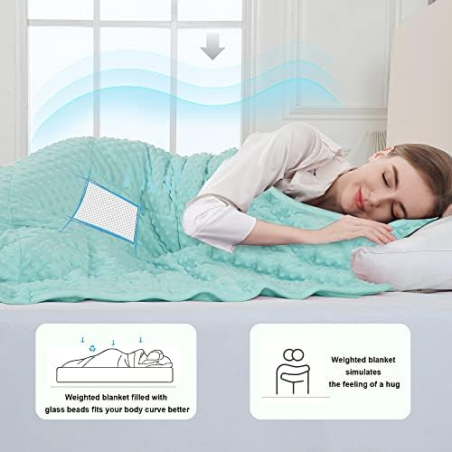 Alomidds Weighted Blanket (60"x80",20lbs Queen Size - Teal), Heavy Blankets for Adults, Cooling Breathable Soft and Comfort Minky, Gravity Blanket Microfiber Material with Glass Beads - Image 5