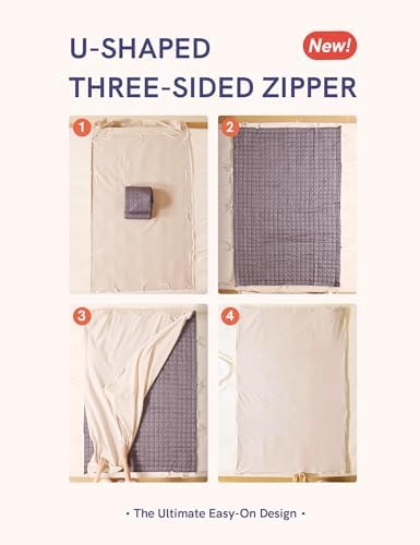 YnM Cooling 3-Side Zipper Duvet Cover for Weighted Blankets | Easy on, Easy Off Rose Puerple, 80"x87" - Image 3