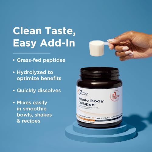 Designs for Health Whole Body Collagen Powder - Hydrolyzed Collagen Peptides Powder for Healthy Skin & Hair, Joint + Bone Health - Fortigel & Verisol Collagen, Unflavored (30 Servings) - Image 4