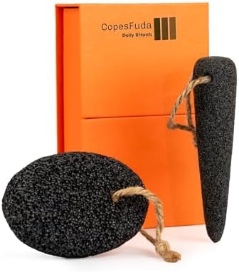 Natural Volcanic Pumice Stone for Feet & Hands. Foot Scrubber for Dead Skin Remover & Deep Cleansing, Cone Shape Stone for Hard-to-Reach Areas Corn Removal, 2 Pcs, Ready-to-Gift Design by CopesFuda