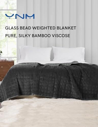 YnM Cooling Weighted Blanket for Adults, Cooling & Cozy Velvet Dual-Sided, 15lbs Heavy Bed Throw for One Person of 140lbs, Four Seasons Use (60x80 Inches, Queen Bed, Dark/Light Grey) - Image 2