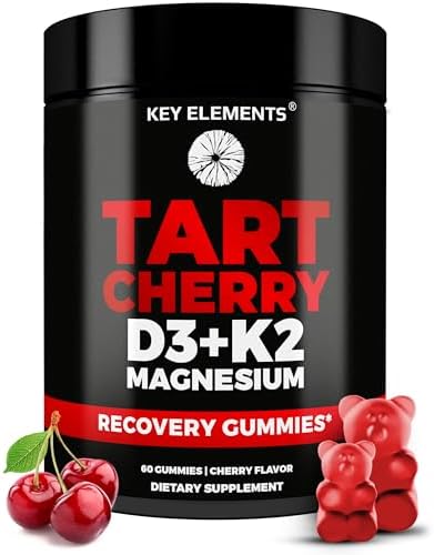 Recovery Tart Cherry Gummies with Vitamin D3 K2 5000 IU & Magnesium by KeyElementsSupplements