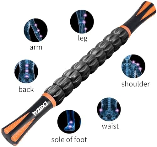 Muscle Roller Massage Roller Stick- Deep Tissue Fascia Blaster for Myofascial Pain Relief, Lymphatic Drainage & Body Sculpting, Handheld Physical Therapy & Recovery Tool ​(Orange Black) - Image 6