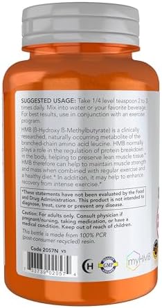 NOW Foods Sports Nutrition, HMB (β-Hydroxy β-Methylbutyrate)Powder, Sports Recovery*, 90 Grams - Image 3