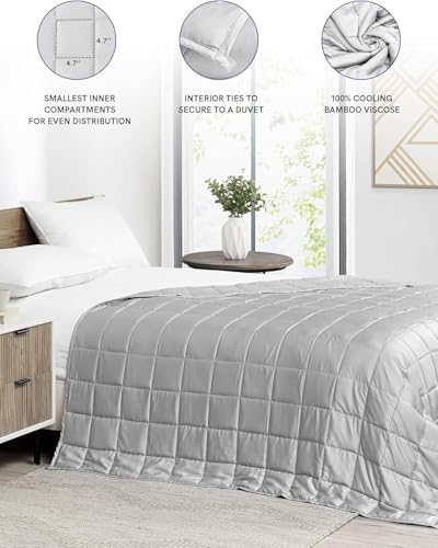 YnM Cooling Weighted Blanket, Oeko-Tex Certified Material with Premium Glass Beads (Light Grey, 60"x80" 25lbs), Suit for One Person Use on Queen/King Bed - Image 5