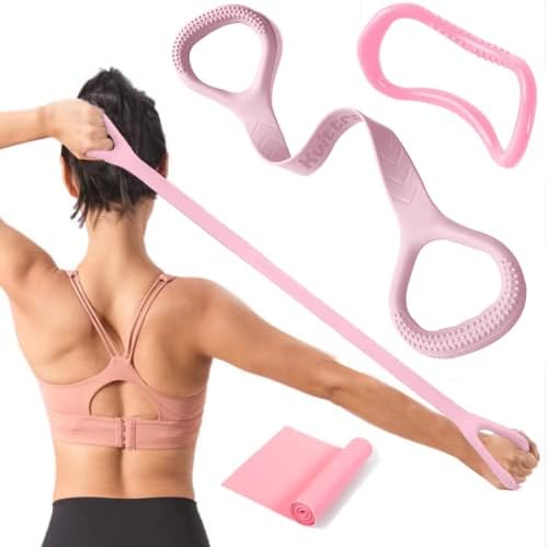 Figure 8 Resistance Band, Arm Back Shoulder Exercise Elastic Rope Stretch Fitness Band, Foot, Leg, Hand Stretcher, Arm Exerciser for Yoga Pilates Stretching Physical Therapy, Home Gym Workout by KVITTRA