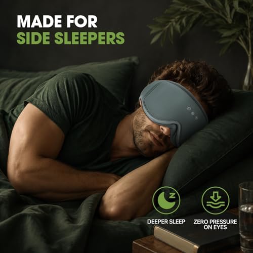 Bamboo Cotton Large Sleep Mask with Bluetooth Wireless Headphones - Blackout Eye Mask for Sleeping 3D Contoured Sleep Headband Ear Muffs Lengthen & Low Noise Hook for Better Experience (Black) - Image 3
